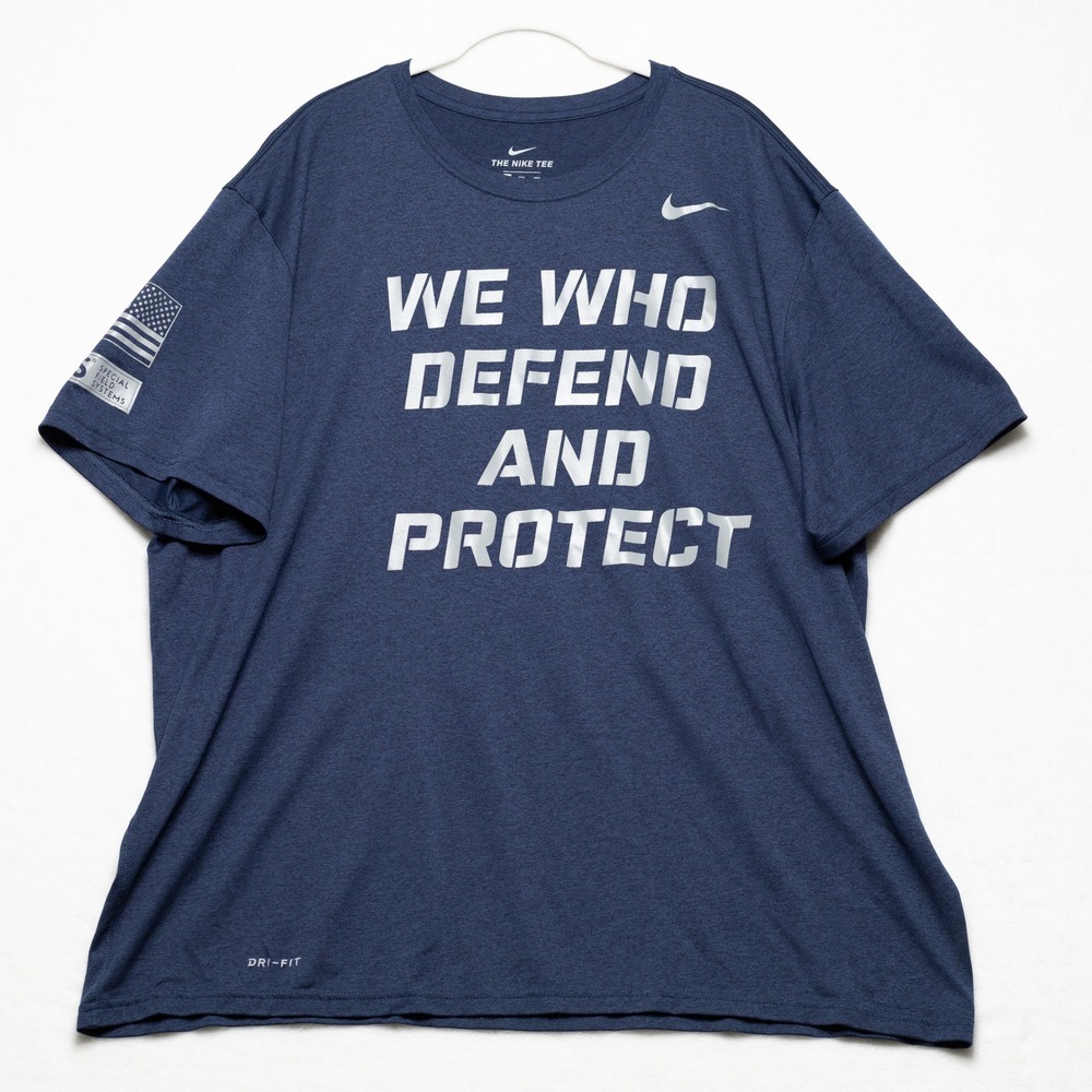 NIKE Special Field Systems We Who Defend Protect Athletic Cut Tee Blue Mens XXL